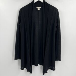 White + Warren 100% Cashmere Sweater Women's Size Small Black Cardigan Classy‎